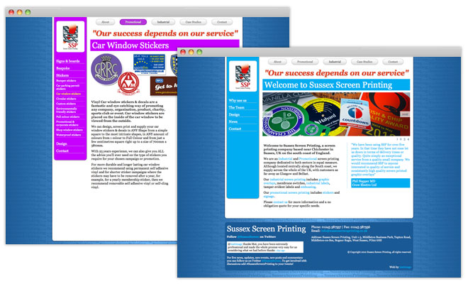 Sussex Screen Printing Website